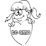 Dibujo para colorear Tarjeta De Te Amo Para Hombre Dibujo De Una Nina Sosteniendo Un Corazon Para Pintar Y Colorear