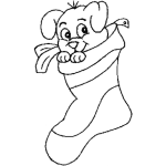 Dibujo para colorear Dibujo De Perrito Metido En Un Calcetin De Navidad Para Pintar Y Colorear