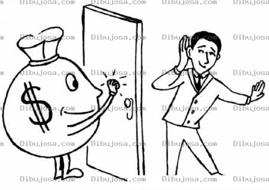 Dibujo para colorear Dibujo De La Oportunidad Para Colorear Bolsa De Dinero Tocando La Puerta