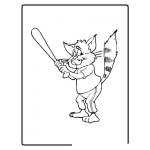 Dibujo para colorear colorear gato pelotero con bate de beisbol