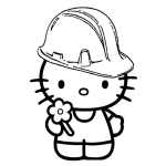 Dibujo para colorear Dibujo De Hello Kitty Con Casco De Ingeniera Civil Para Pintar Y Colorear