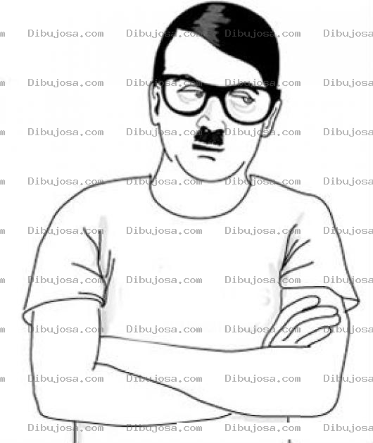 Dibujo para colorear Dibujo De Adolfo Hitler Cuando Era Joven Para Pintar Y Colorear A Hitler De Jovencito Con Playera Polera Y De Brazos Cruzados