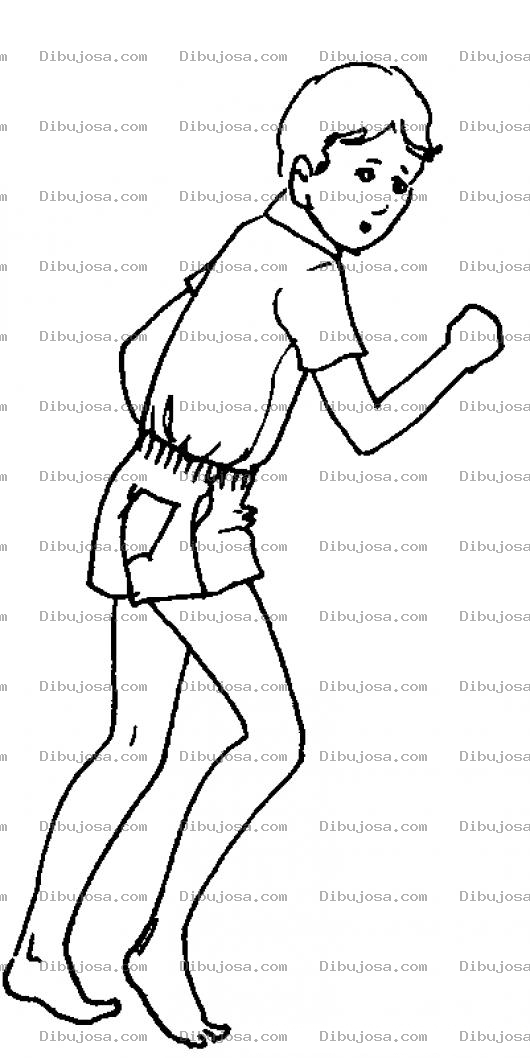 Dibujo para colorear Dibujo De Nino En Pantaloneta Y Descalso Sin Zapatos Para Colorear