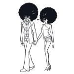 Dibujo para colorear Pareja De Negritos Con Peinados Afro Para Pintar Y Colorear