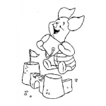 Dibujo para colorear Pigglet y su castillo de arena