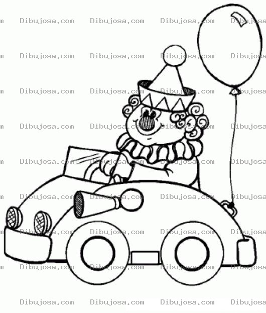 Dibujo para colorear Dibujo De Payaso En Carro Para Pintar Y Colorear