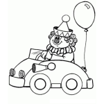 Dibujo para colorear Dibujo De Payaso En Carro Para Pintar Y Colorear