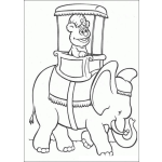Dibujo para colorear Dibujo De Fozzy De Los Mopets Sobre Un Elefante Para Colorear