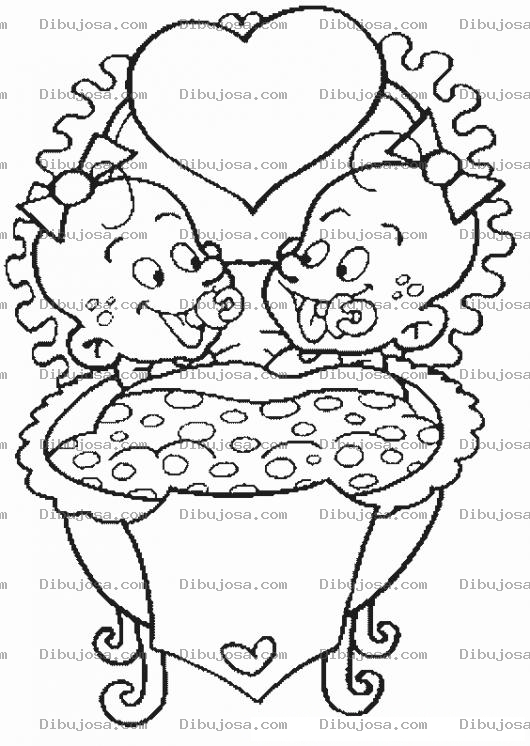 Dibujo para colorear Dibujo De Gemelos Bebes Compartiendo Cuna Para Pintar Y Colorear