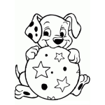 Dibujo para colorear Dibujo De Cachorro Dalmata Con Una Pelota Para Pintar Y Colorear