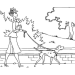 Dibujo para colorear Dibujo De Senora Paseando A Un Perro Dalmata Para Colorear