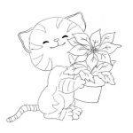 Dibujo para colorear colorear gato con maceta