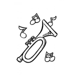 Dibujo para colorear Dibujo De Trompeta Con Notas Musicales Para Colorear