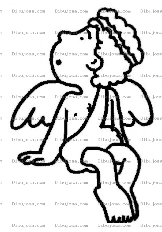Dibujo para colorear Dibujo De Angelito Viendo Al Cielo Para Pintar Y Colorear