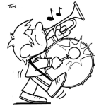 Dibujo para colorear Dibujo De Nino Marchando Con Trompeta Y Tambor Para Pintar Y Colorear