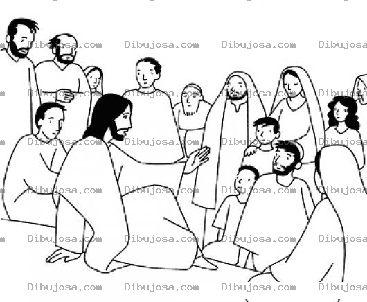 Dibujo para colorear Dibujo De Jesus Predicando A Las Multitudes Para Pintar Y Colorear