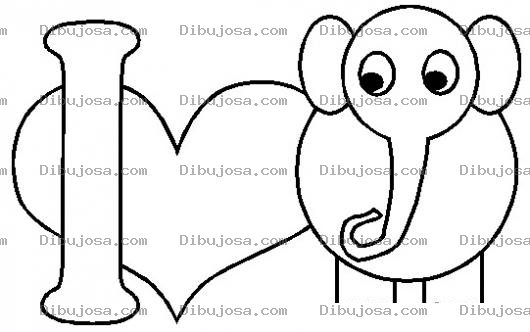 Dibujo para colorear Dibujo De Amo A Los Elefantes Para Pintar Y Colorear