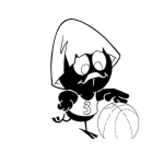 Dibujo para colorear Dibujo De Pollito Negro Jugando Basketbol Para Pintar Y Colorear