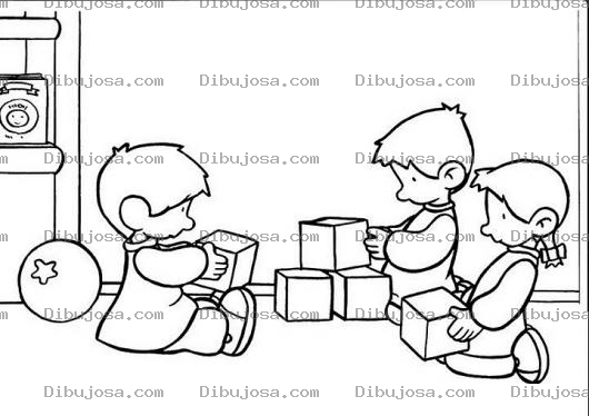 Dibujo para colorear Dibujo De Ninos Jugando Cubitos Para Colorear