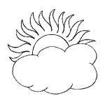 Dibujo para colorear Dibujo Del Sol Detras De Una Nube Para Colorear