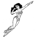 Dibujo para colorear Mujer Maravilla Para Pintar Y Colorear Volando Por Los Cielos