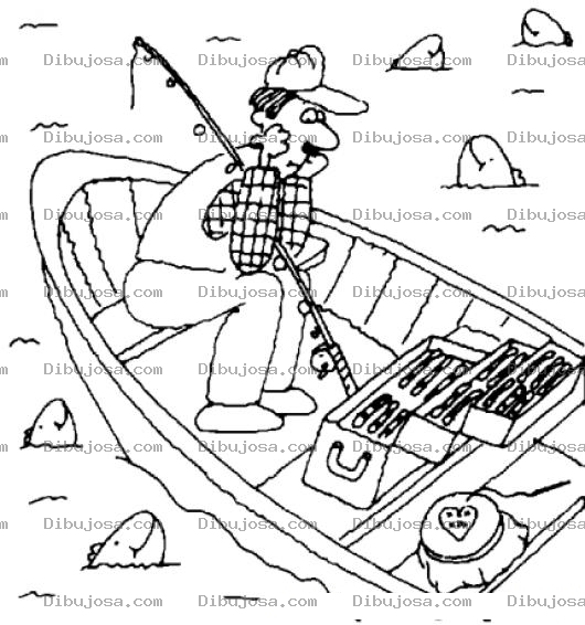 Dibujo para colorear Dibujo De Pescador Aburrido Para Pintar Y Colorear