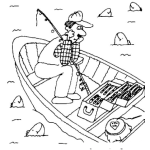 Dibujo para colorear Dibujo De Pescador Aburrido Para Pintar Y Colorear