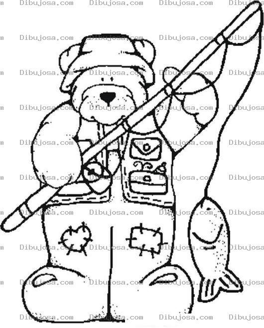 Dibujo para colorear Oso Pescador Para Pintar Y Colorear