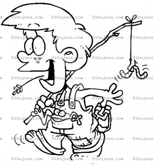 Dibujo para colorear Dibujo De Nino Pescador Para Pintar Y Colorear Chico Pescando Con Una Lombriz