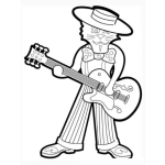 Dibujo para colorear Dibujo De Gato Con Guitarra Para Pintar Y Colorear