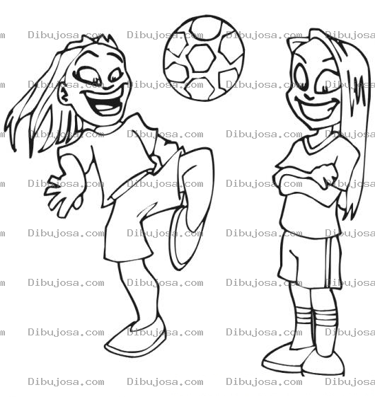 Dibujo para colorear Chicas Jugando Futbol Para Pintar Y Colorear