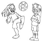 Dibujo para colorear Chicas Jugando Futbol Para Pintar Y Colorear