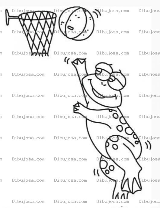 Dibujo para colorear Dibujo De Rana Jugando Basketball Para Colorear Sapo Basquetbolista Encestando Una Canasta