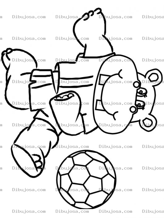 Dibujo para colorear Dibujo De Hipopotamo Futbolista Pateando Una Pelota Para Pintar Y Colorear