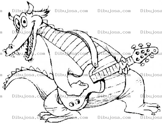 Dibujo para colorear Dibujo De Dragon Guitarrista Para Colorear