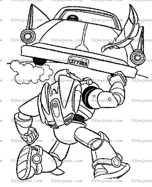 Dibujo para colorear Buzzlightyear Corriendo Atras Del Auto Que Lleva A Buddy Al Aeropuerto Para Pintar Y Colorear