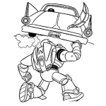 Dibujo para colorear Buzzlightyear Corriendo Atras Del Auto Que Lleva A Buddy Al Aeropuerto Para Pintar Y Colorear
