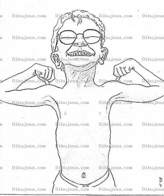 Dibujo para colorear Dibujo De Nino Musculoso Y Fisiculturista Fortachon Para Pintar Y Colorear