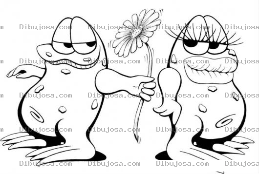 Dibujo para colorear Dibujo De Un Sapo Enamorado De Una Sapa Para Pintar Y Colorear