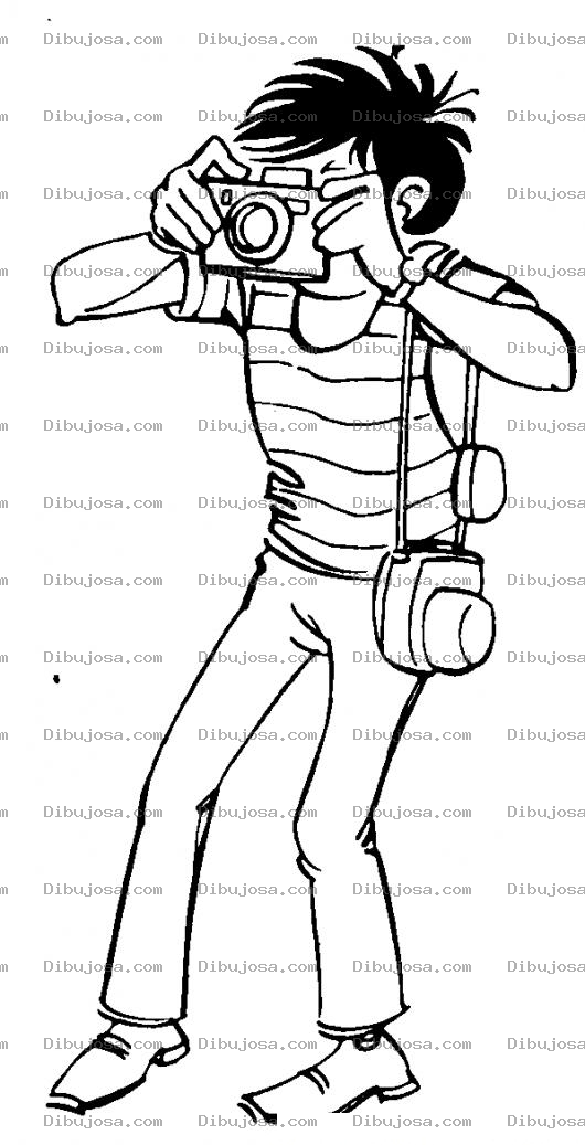 Dibujo para colorear Dibujo De Fotografo Con Camara Profesional Tomando Fotos Para Pintar Y Colorear