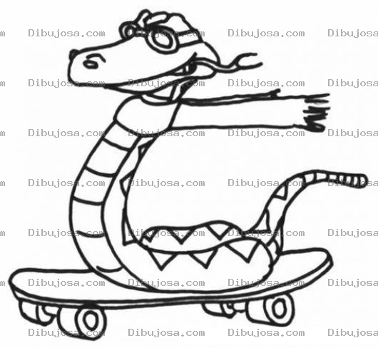 Dibujo para colorear Dibujo De Serpiente En Patineta Para Colorear Culebra Patinando