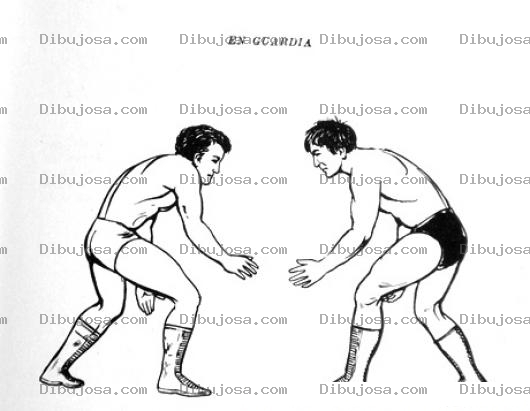 Dibujo para colorear Dibujo De Lucha Grecoromana Para Pintar Y Colorear Peleadores En Guardia