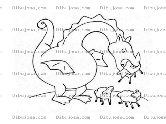Dibujo para colorear Dibujo De Dragon Comiendo Ovejas Para Pintar Y Colorear