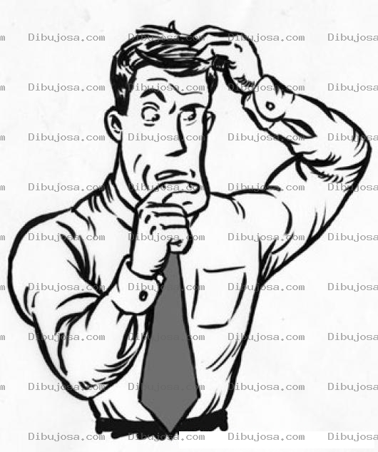 Dibujo para colorear Dibujo De Hombre Fuerte Y Musculoso Con Camisa Manga Larga Y Corbata Rascandose La Cabeza Para Pintar Y Colorear