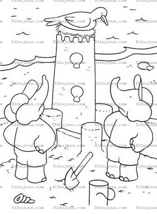 Dibujo para colorear Castillo de Elefantes