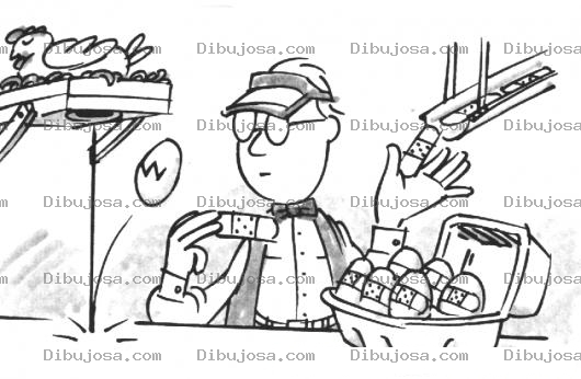 Dibujo para colorear Dibujo De Hombre Arreglando Huevos Rotos Con Una Curita Para Pintar Y Colorear