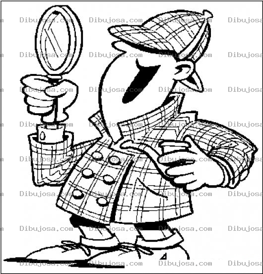Dibujo para colorear Dibujo De Detective Con Lupa Para Pintar Y Colorear
