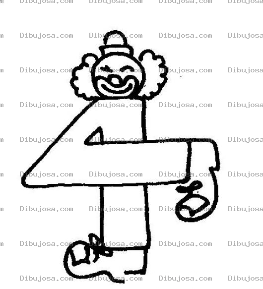 Dibujo para colorear Dibujo De Payaso Numero 4 Para Pintar Payasocuatro Y Colorear Payaso4