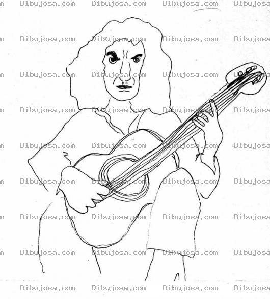 Dibujo para colorear Hombre Feo Y Peludo Con Guitarra Para Pintar Y Colorear