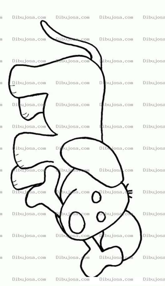 Dibujo para colorear Colorear perro con hueso